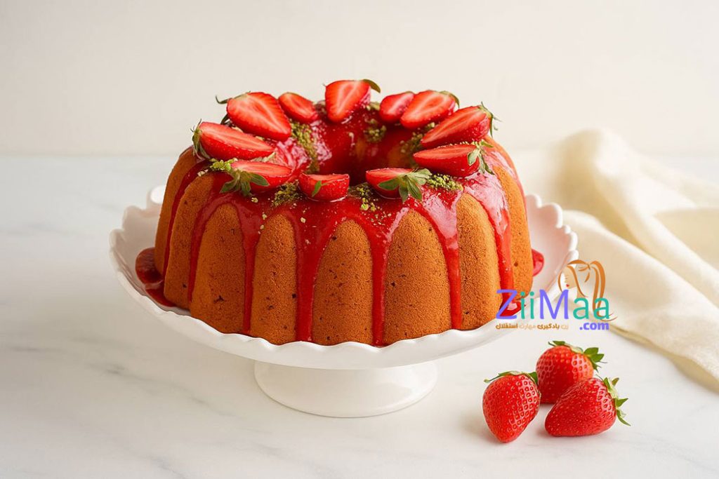 کیک توت فرنگی